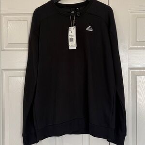 Adidas Men's Black Ribbed Crewneck Sweater